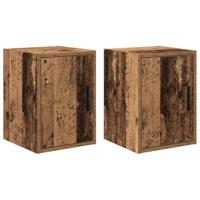 Garage wandkasten 2 st bewerkt hout oud hout - thumbnail