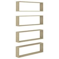 Wandschappen kubus 4 st 100x15x30 cm bewerkt hout sonoma eiken - thumbnail