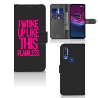 Motorola One Action Hoesje met naam Woke Up - Origineel Cadeau Zelf Maken - thumbnail