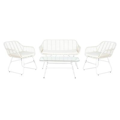 Bank en tafel set DKD Home Decor Metaal Synthetische rotan 124 x 74 x 84 cm