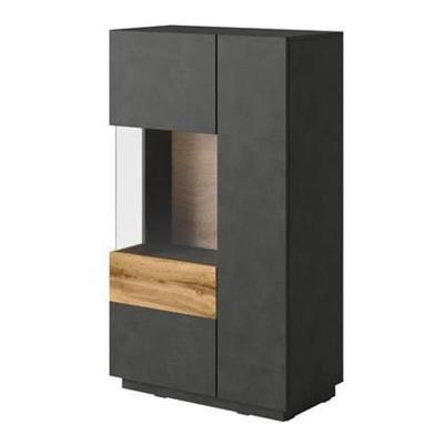 Meubella Vitrinekast Sublime - Grijs - Eiken - 80 cm - Laag Meubella Vitrinekast Sublime - Grijs - Eiken - 80 cm - Laag