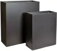 Mega Collections Plantenbak/Terrasafscheider Clayfibre 95L - L60 x B22 x H72 cm - Zwart - thumbnail