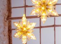 Kerststerren met LED verlichting - 2 stuks - thumbnail