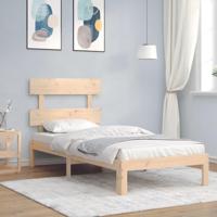 Bedframe met hoofdbord massief hout - thumbnail
