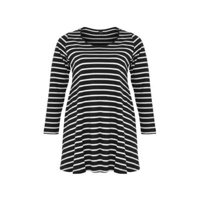 Yoek gestreepte tuniek zwart/wit Yoek gestreepte tuniek zwart/wit