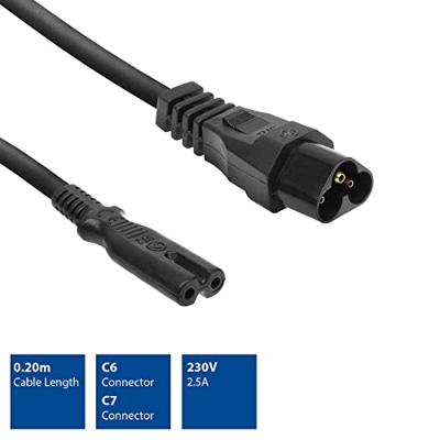 ACT Netsnoer C6 - C7 zwart 0,2 m - thumbnail