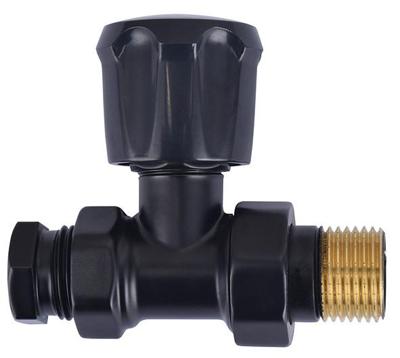 Thermostatisch Radiatorventiel Riko 1/2"x15 mm met Adaptor Recht Vernikkeld Mat Zwart Riko