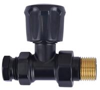 Thermostatisch Radiatorventiel Riko 1/2"x15 mm met Adaptor Recht Vernikkeld Mat Zwart Riko - thumbnail