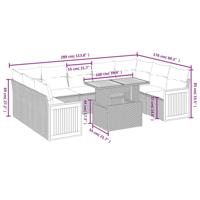 10-delige Loungeset met kussens poly rattan zwart - thumbnail