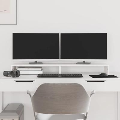 VidaXL Monitorstandaard 100x27x10 cm massief grenenhout wit VidaXL Monitorstandaard 100x27x10 cm massief grenenhout wit