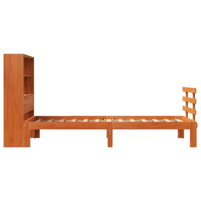 Bed met boekenkast zonder matras grenenhout wasbruin 150x200 cm - thumbnail