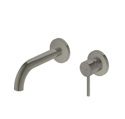 Wastafelmengkraan Hotbath Buddy Inbouw 3+3 Inbouwsysteem 1-hendel Gebogen 16.4 cm Geborsteld Nikkel