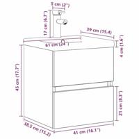 Wastafelkast Zwart eiken 41 x 39 x 62 cm Bewerkt hout - thumbnail