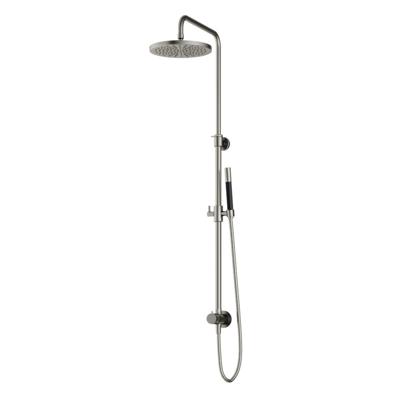 Hotbath Cobber - Stortdoucheset - 300 mm Hoofddouche - 360 mm Hartafstand - Glijstang - Staafmodel Handdouche - Geborsteld Nikkel - Opbouw - 1/2 Inch Aansluiting - V01