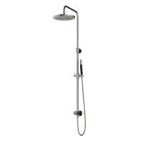 Hotbath Cobber - Stortdoucheset - 300 mm Hoofddouche - 360 mm Hartafstand - Glijstang - Staafmodel Handdouche - Geborsteld Nikkel - Opbouw - 1/2 Inch Aansluiting - V01 - thumbnail