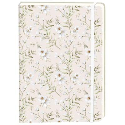 Notitieboek witte bloemen a5 lijn 92pag sc creme