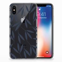 Apple iPhone X | Xs | TPU Case | Leaves Blue - thumbnail