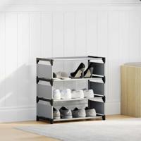 Schoenenrek 4-laags 54x28x55 cm nonwoven stof grijs - thumbnail