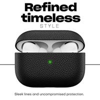 KeyBudz Artisan Leren beschermhoes voor Apple AirPods Pro Case, etui, leren tas echt leer, hoofdtelefoon oortelefoon accessoires, zwart - thumbnail
