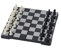 Longfield games Schaakset reisspel 16x16 cm inklapbaar zwart - thumbnail