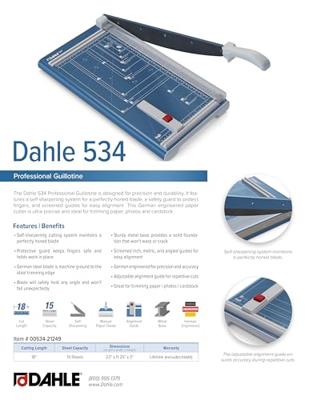 Dahle hefboomsnijmachine 534 voor ft A3, capaciteit: 15 vel