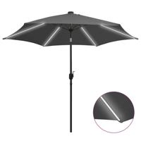 VidaXL Parasol met led-verlichting en aluminium paal 300 cm antraciet - thumbnail