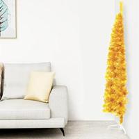 VidaXL Kunstkerstboom half met standaard smal 180 cm goudkleurig - thumbnail