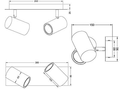 Trio Moderne plafondspotSeries 8024 2-lichts wit - 802400201