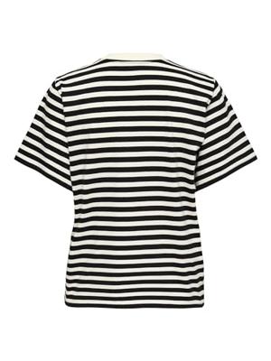 Only Onllivina S/s Stripe Tee Jrs Noos T-shirt Korte Mouw Cloud Dancer Black Stripes