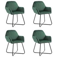 VidaXL Eetkamerstoelen 4 st fluweel groen - thumbnail