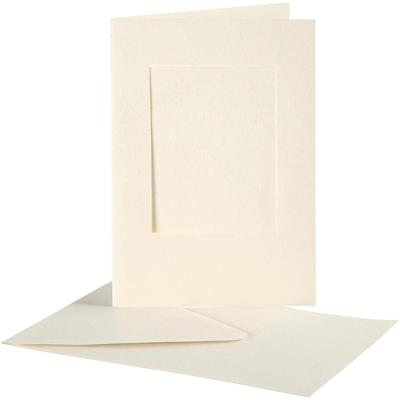 Creativ Company Passepartout kaarten , rechthoek, afmeting kaart 10,5x15 cm, afmeting envelop 11,5x16,5 cm, off-white, 10 set/ 1 doos