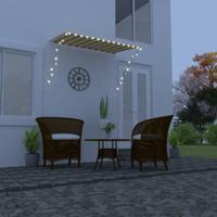 VidaXL Luifel uittrekbaar met led 250x150 cm geel en wit - thumbnail