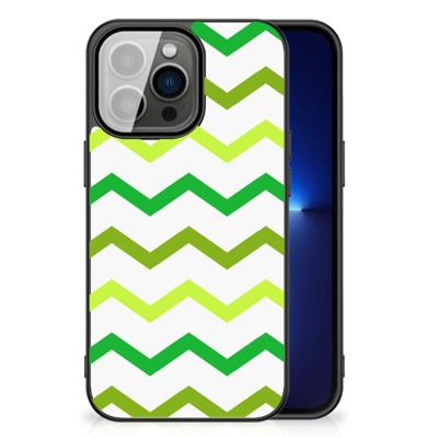 iPhone 13 Pro Back Case Zigzag Groen