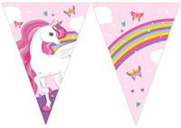 Globos Papieren vlaggenlijn fsc eenhoorn regenboog kleuren, 3mtr. - thumbnail