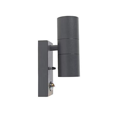 QAZQA Buitenwandlamp antraciet 2-lichts IP44 met bewegingssensor -