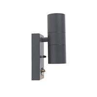 QAZQA Buitenwandlamp antraciet 2-lichts IP44 met bewegingssensor - - thumbnail