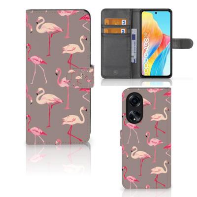 OPPO A98 5G | Telefoonhoesje | Met pasjeshouder | Flamingo