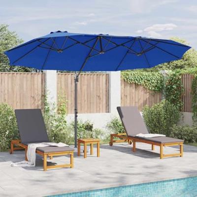 VidaXL Parasol azurblauw 372 x 198 x 243 cm polyester en aluminium VidaXL Parasol azurblauw 372 x 198 x 243 cm polyester en aluminium