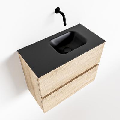 MONDIAZ ADA 60cm toiletmeubel washed oak. LEX wastafel urban rechts zonder kraangat