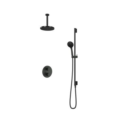 Hotbath Cobber IBS20ABL inbouwdouche met 3s handdouche, 15cm plafondbuis en glijstang zwart mat