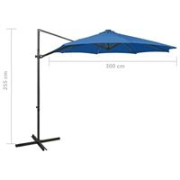 Zweefparasol met paal en LED-verlichting 300 cm azuurblauw - thumbnail