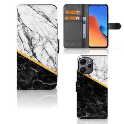 Xiaomi Redmi 12 | Bookcase | Marmer Wit Zwart - Origineel Cadeau Man