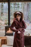 Damesbadjas fleece bruin met capuchon - Charlie Choe -s - thumbnail