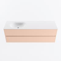 MONDIAZ VICA 150cm badmeubel onderkast Rosee 2 lades. Wastafel MOON links zonder kraangat, kleur Talc. - thumbnail