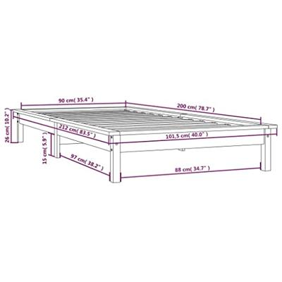 Bedframe massief grenenhout wit 90x200 cm Bedframe massief grenenhout wit 90x200 cm
