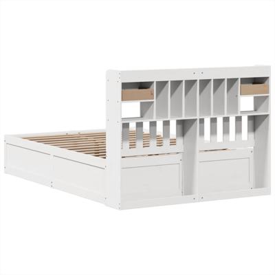 Bedframe zonder matras massief grenenhout wit 140x190 cm