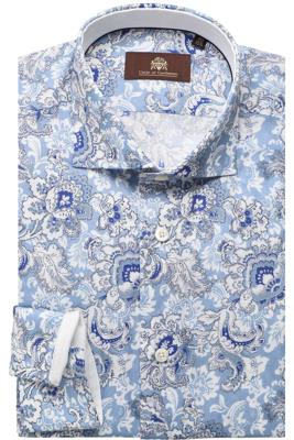 Circle of Gentlemen Overhemd Davey Blauwe Print Bloemen Slim Fit