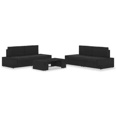 5-delige Loungeset poly rattan zwart