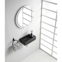 Wiesbaden Rhea M Fontein 40x22x11cm Keramiek Mat Zwart Rechts - thumbnail