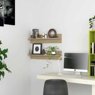 Wandschappen 2 st 80x11,5x18cm bewerkt hout sonoma eikenkleurig